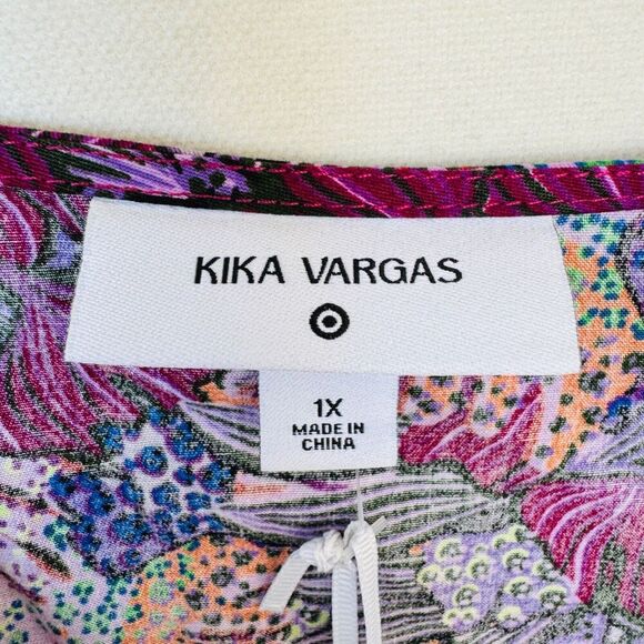 Kika Vargas x Target Women Wrap Blouse Top Plus Size 1X Fairy Boho Casual Purple - Picture 5 of 9